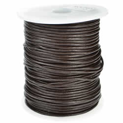 Thin Round Leather Laces - Polished Dark Brown 2mm 