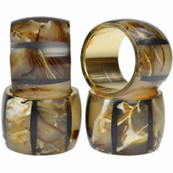 Set of 4 Bone & Brass Napkin Rings - 2 sets