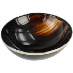 Real horn bowl with metal rim - Size Medium (6