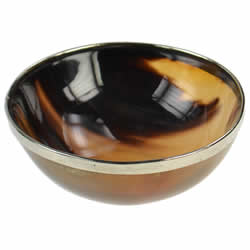 Real horn bowl with metal rim - Size Small (4